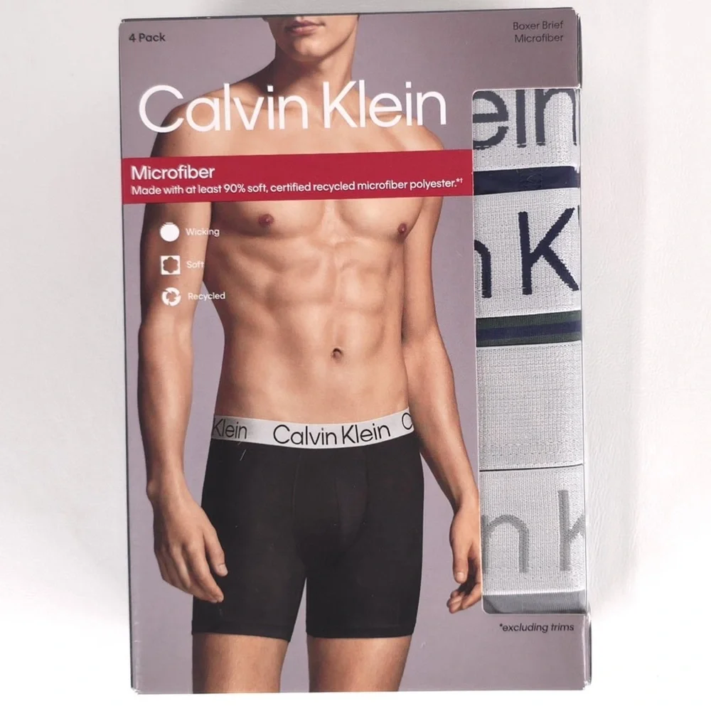 CALVIN KLEIN 4 Pack Boxer Brief Microfiber Wicking Soft NP2740R-301 Size LARGE‎